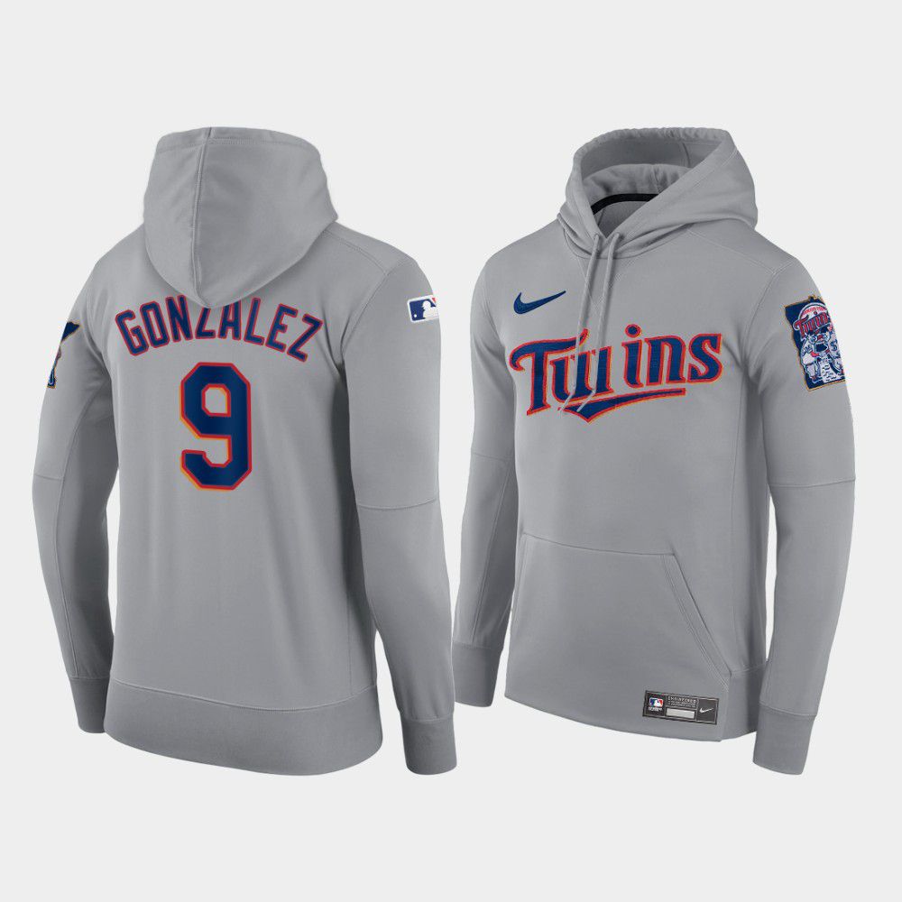 Men Minnesota Twins #9 Gonzalez gray road hoodie 2021 MLB Nike Jerseys